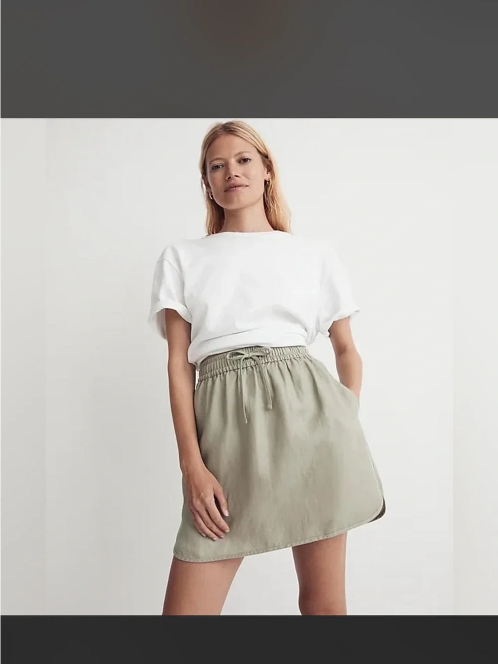 Madewell Curved Hem Linen Blend Mini Skirt